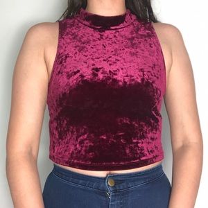 F21 velvet burgundy crop top